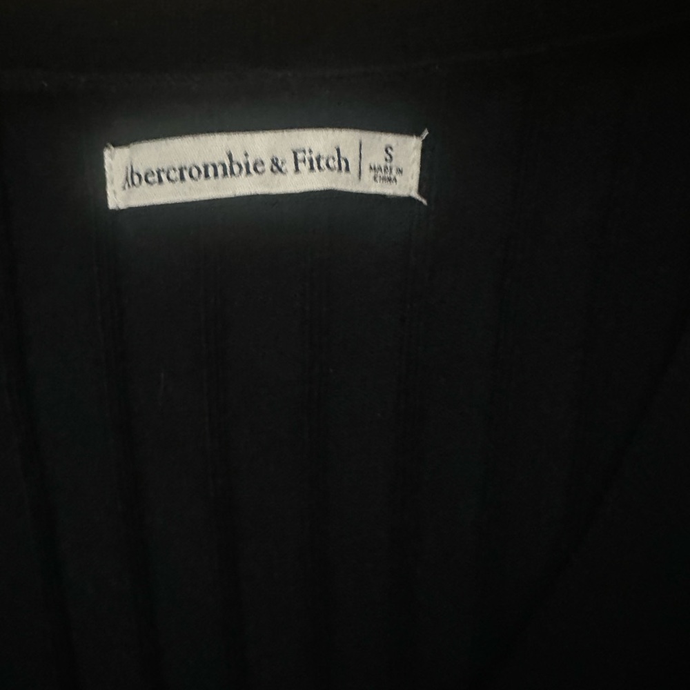 Abercrombie & Fitch Black Button Down Deep V Mini Sweater Dress - Size Small - Picture 3 of 4